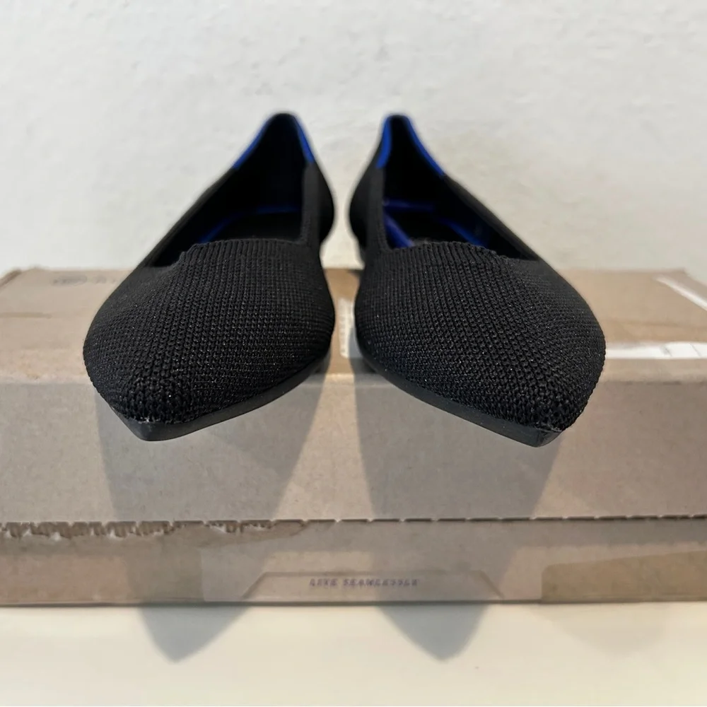 Rothy's The Point Flats in Black Solid, Size 6.5, New in Box